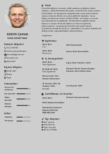 Tarih Öğretmeni Cv Örnekleri cv indir